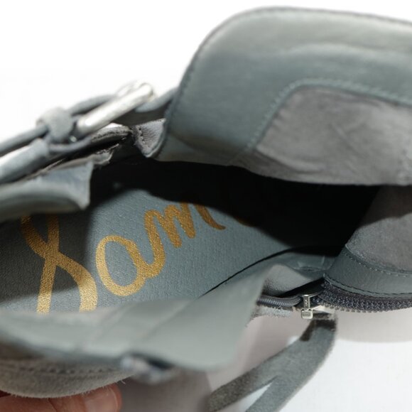 Sam Edelman Womens Maurine Boots Size 7 Gray Blue Suede Block Heel Buckle Bootie - Picture 10 of 13